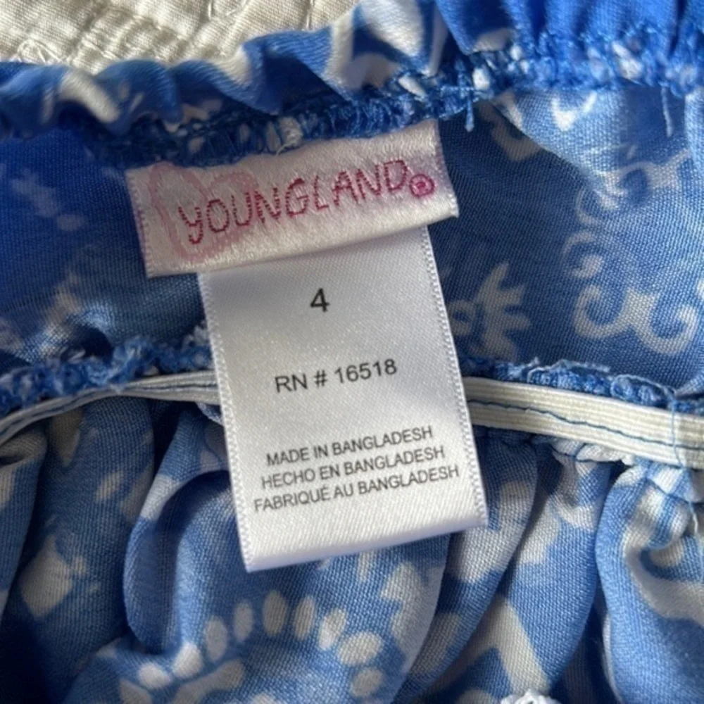 Youngland Sleeveless Dress 4T laced detail bright blue & white
